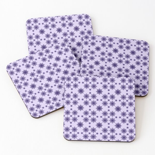 Item preview, "Persian Indigo" pattern of geotrically arranged fluffy purple snowflakes designed and sold by Cherevan.