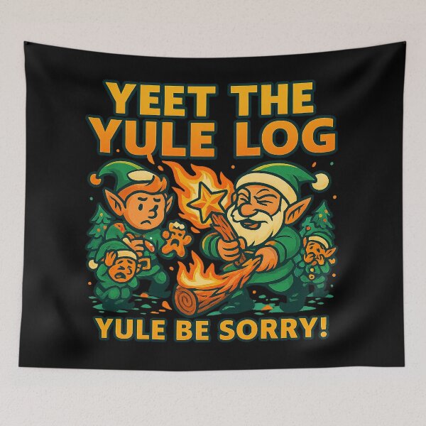 Item preview, Yeet the Yule Log – Funny Christmas Elf Chaos Design designed and sold by AddictiveDesign.