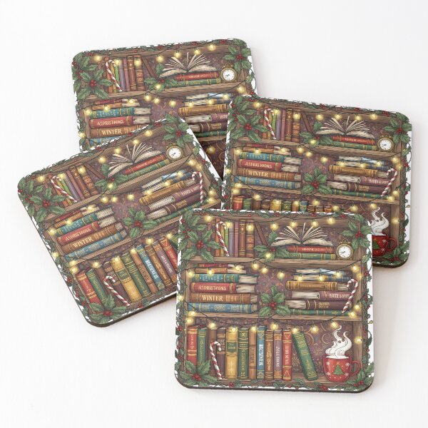 Item preview, christmas coffee and books bookish design designed and sold by Uglyandcute.