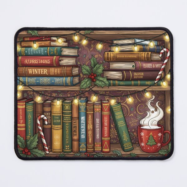 Item preview, christmas coffee and books bookish design designed and sold by Uglyandcute.