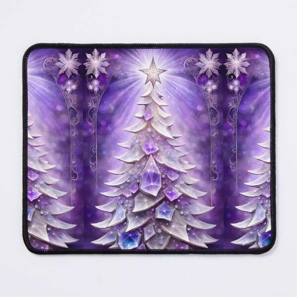 Item preview, SEASONS GREETING CHRISTMAS TREE Purple Amethyst Sapphire Stained Glass Art Print on Demand ~Winter Wonderland Party Decoration~Birthday Gift~Favor designed and sold by Spinning Plates 360.