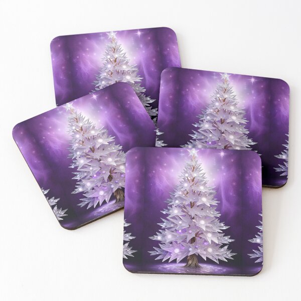 Item preview, SEASONS GREETING CHRISTMAS TREE Purple Amethyst Sapphire Stained Glass Art Print on Demand ~Winter Wonderland Party Decoration~Birthday Gift~Favor designed and sold by Spinning Plates 360.