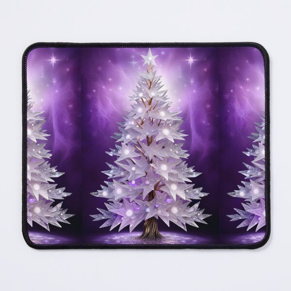 Item preview, SEASONS GREETING CHRISTMAS TREE Purple Amethyst Sapphire Stained Glass Art Print on Demand ~Winter Wonderland Party Decoration~Birthday Gift~Favor designed and sold by Spinning Plates 360.