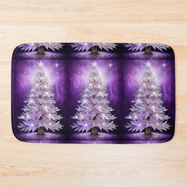 Item preview, SEASONS GREETING CHRISTMAS TREE Purple Amethyst Sapphire Stained Glass Art Print on Demand ~Winter Wonderland Party Decoration~Birthday Gift~Favor designed and sold by Spinning Plates 360.