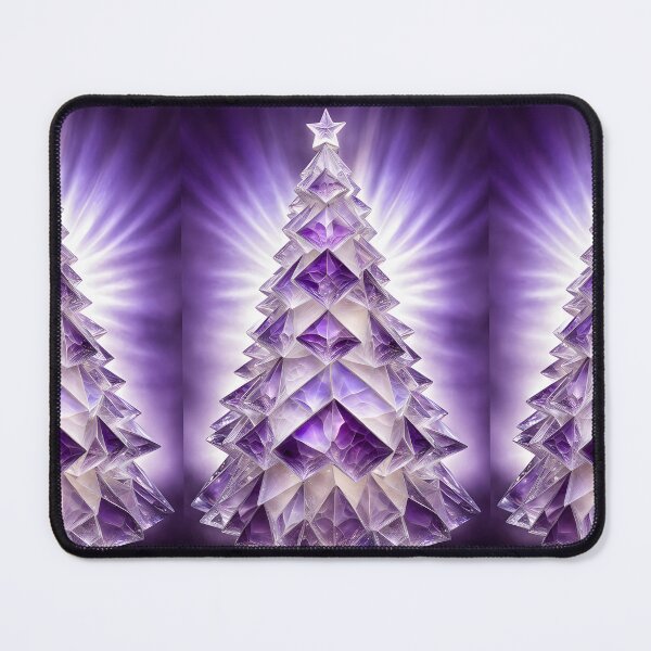 Item preview, SEASONS GREETING CHRISTMAS TREE Purple Amethyst Sapphire Stained Glass Art Print on Demand ~Winter Wonderland Party Decoration~Birthday Gift~Favor designed and sold by Spinning Plates 360.