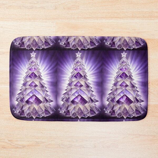 Item preview, SEASONS GREETING CHRISTMAS TREE Purple Amethyst Sapphire Stained Glass Art Print on Demand ~Winter Wonderland Party Decoration~Birthday Gift~Favor designed and sold by Spinning Plates 360.
