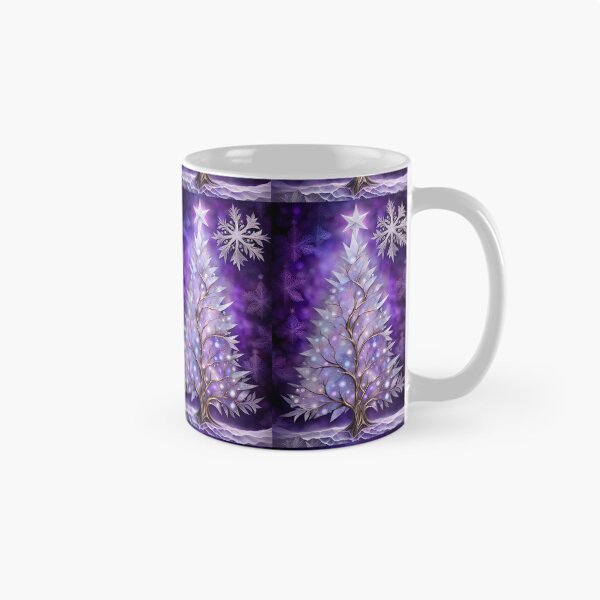 Item preview, SEASONS GREETING CHRISTMAS TREE Purple Amethyst Sapphire Stained Glass Art Print on Demand ~Winter Wonderland Party Decoration~Birthday Gift~Favor designed and sold by Spinning Plates 360.