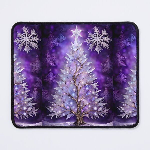 Item preview, SEASONS GREETING CHRISTMAS TREE Purple Amethyst Sapphire Stained Glass Art Print on Demand ~Winter Wonderland Party Decoration~Birthday Gift~Favor designed and sold by Spinning Plates 360.