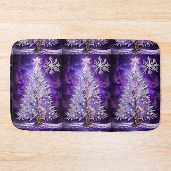 Item preview, SEASONS GREETING CHRISTMAS TREE Purple Amethyst Sapphire Stained Glass Art Print on Demand ~Winter Wonderland Party Decoration~Birthday Gift~Favor designed and sold by Spinning Plates 360.