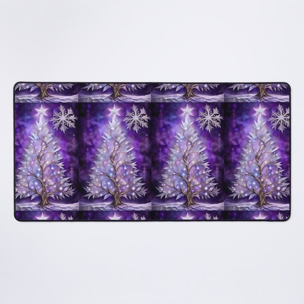 Item preview, SEASONS GREETING CHRISTMAS TREE Purple Amethyst Sapphire Stained Glass Art Print on Demand ~Winter Wonderland Party Decoration~Birthday Gift~Favor designed and sold by Spinning Plates 360.