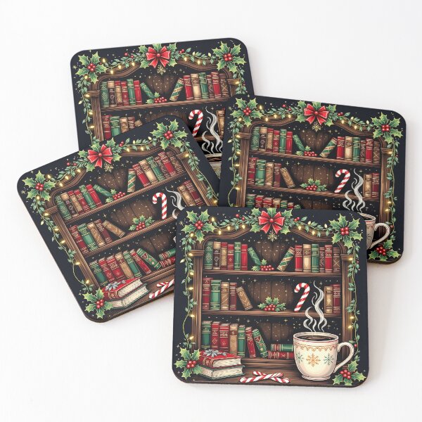 Item preview, christmas coffee and books bookish design designed and sold by Uglyandcute.