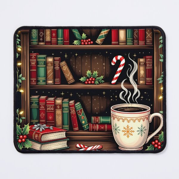Item preview, christmas coffee and books bookish design designed and sold by Uglyandcute.