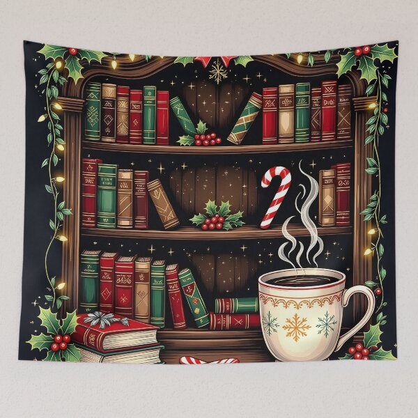 Item preview, christmas coffee and books bookish design designed and sold by Uglyandcute.