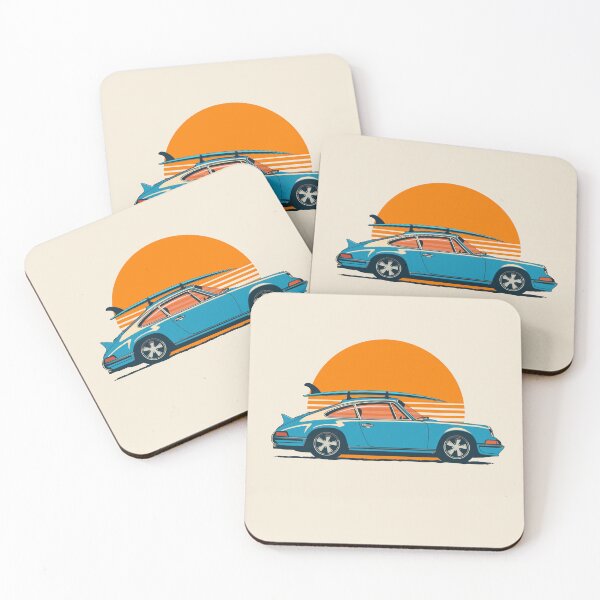 Item preview, Retro Blue Sports car 911 964 summer surfs up illustration designed and sold by blackdogshop.