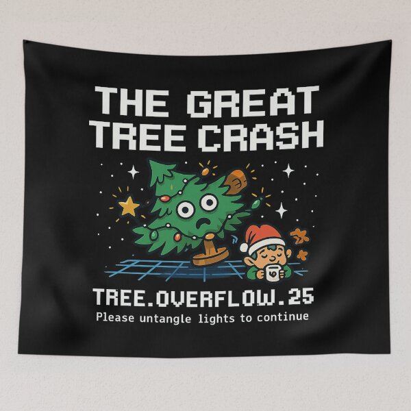 Item preview, The Great Tree Crash – Funny Glitchy Christmas Error Design designed and sold by AddictiveDesign.