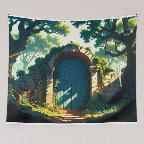 Item preview, Fantasy blue door in mystical forest designed and sold by DreamsofPeace.