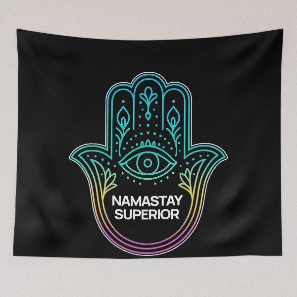 Item preview, SARCASTIC SPIRITUAL – Namastay Superior – Gift for Friend • Retro Neon Line Art designed and sold by JacobKAurumhead.