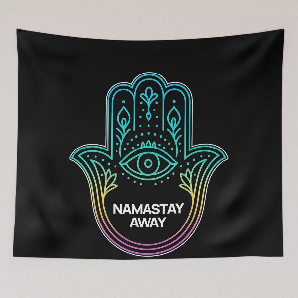 Item preview, SARCASTIC SPIRITUAL – Namastay Away – Gift for Friend • Retro Neon Line Art designed and sold by JacobKAurumhead.