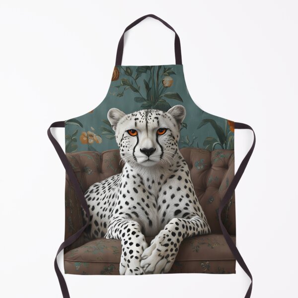 Item preview, Regal White Cheetah on Vintage Sofa Poster designed and sold by STTrillionTEES.