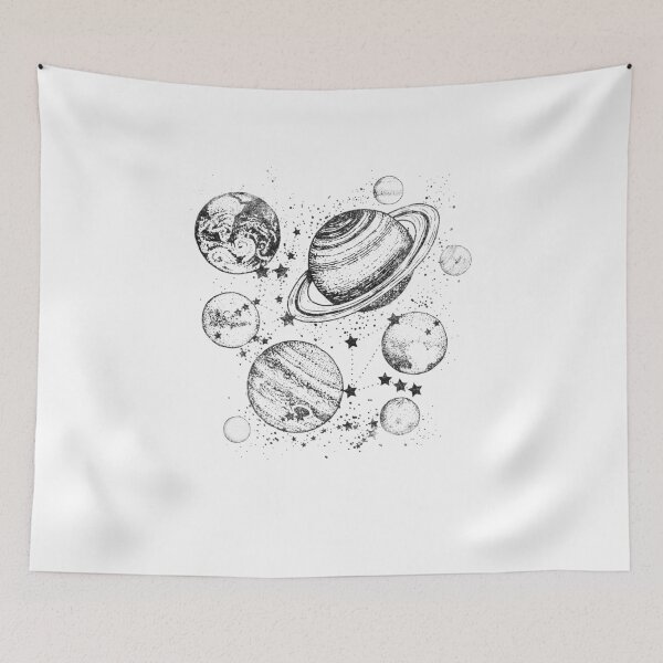 Item preview, Cosmic Planetary Line Art Illustration designed and sold by The secret storage room.