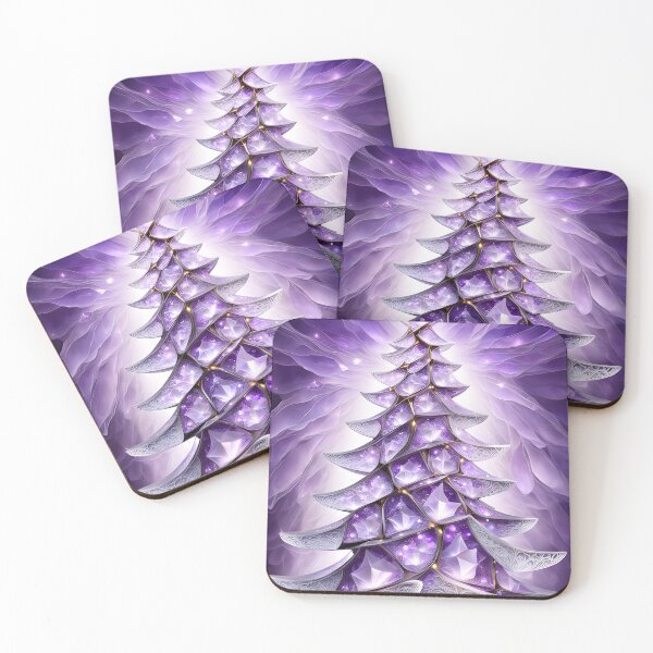 Item preview, SEASONS GREETING CHRISTMAS TREE Purple Amethyst Sapphire Stained Glass Art Print on Demand ~Winter Wonderland Party Decoration~Birthday Gift~Favor designed and sold by Spinning Plates 360.