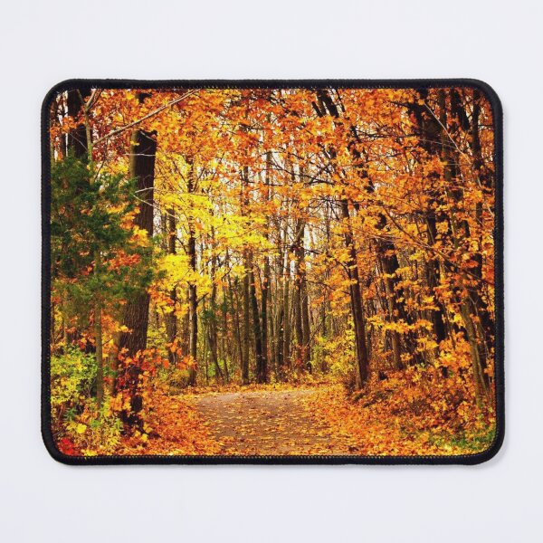 Item preview, Autumn Forest Path Covered in Golden Leaves – Fall Landscape Photography designed and sold by aadventures.