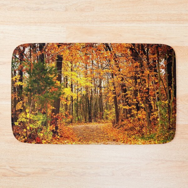 Item preview, Autumn Forest Path Covered in Golden Leaves – Fall Landscape Photography designed and sold by aadventures.