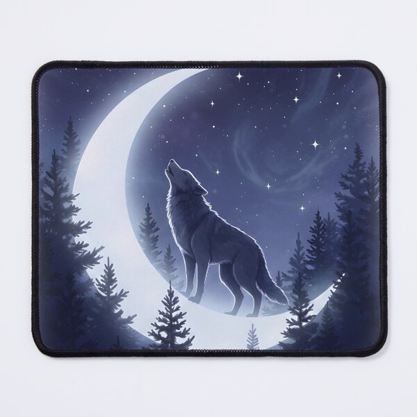 Item preview, Crescent Moon Wolf – Celestial Night Art with Painted Edges designed and sold by HumTumMe.