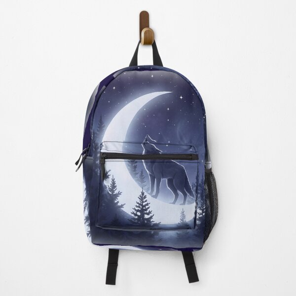 Item preview, Crescent Moon Wolf – Celestial Night Art with Painted Edges designed and sold by HumTumMe.