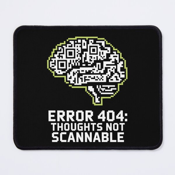 Artikelvorschau, QR-Code-Gehirn-Pixel-Art-Design – Fehler 404 Gedanken nicht scannbar – entworfen und verkauft von HoneyVibe.