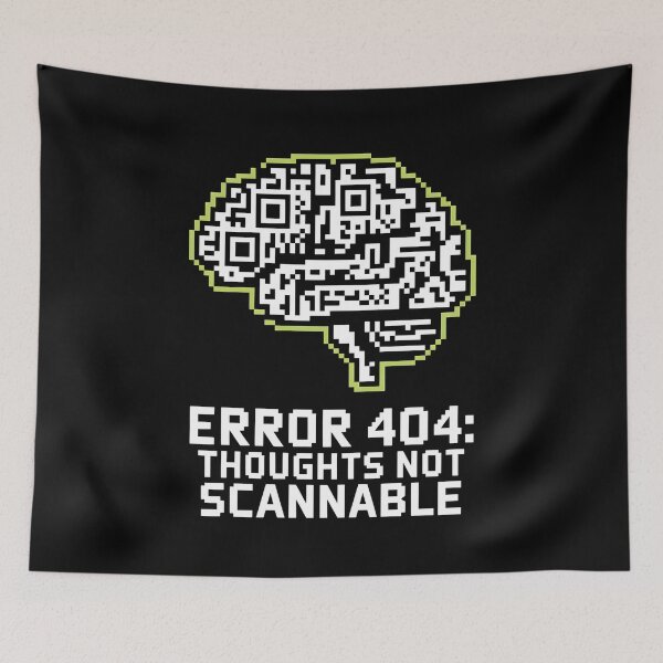 Item preview, QR Code Brain Pixel Art Design - Error 404 Thoughts Not Scannable –  designed and sold by HoneyVibe.