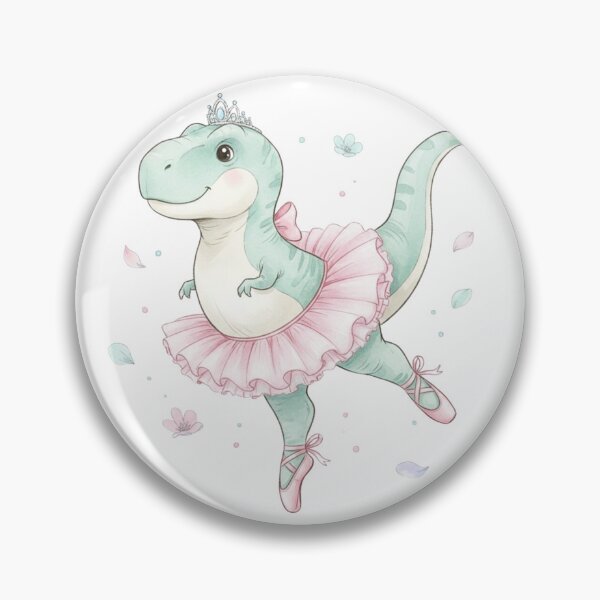 Item preview, Cute Ballerina Dinosaur – Kawaii Ballet T-Rex in Pink Tutu designed and sold by DinoPrints-shop.