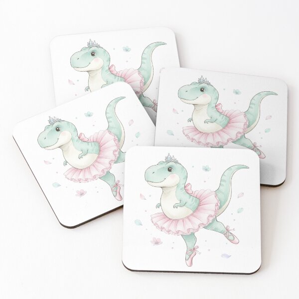 Item preview, Cute Ballerina Dinosaur – Kawaii Ballet T-Rex in Pink Tutu designed and sold by DinoPrints-shop.