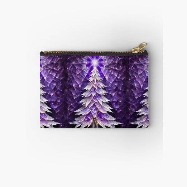 Item preview, SEASONS GREETING CHRISTMAS TREE Purple Amethyst Sapphire Stained Glass Art Print on Demand ~Winter Wonderland Party Decoration~Birthday Gift~Favor designed and sold by Spinning Plates 360.