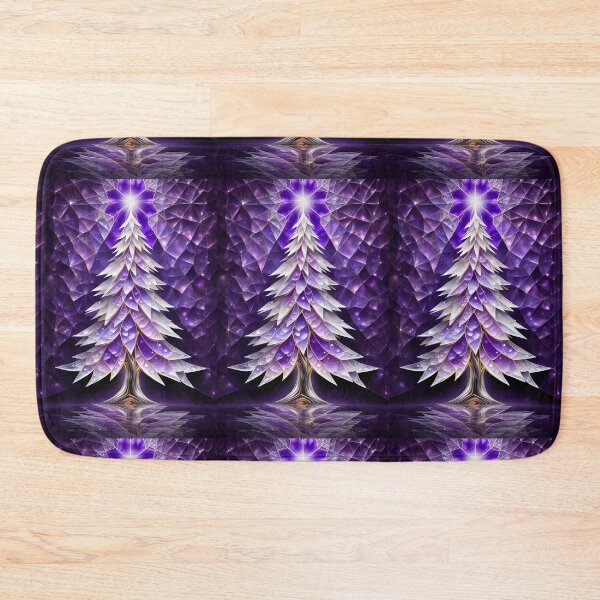 Item preview, SEASONS GREETING CHRISTMAS TREE Purple Amethyst Sapphire Stained Glass Art Print on Demand ~Winter Wonderland Party Decoration~Birthday Gift~Favor designed and sold by Spinning Plates 360.
