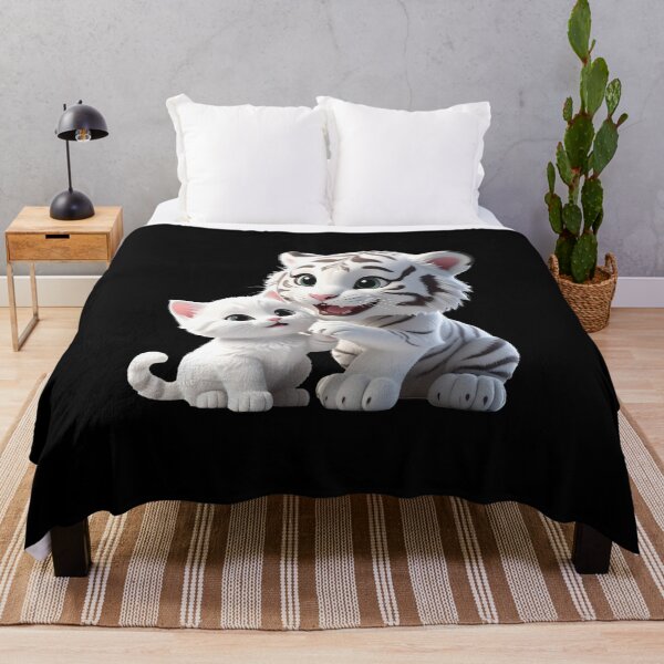 Item preview, A cute adorable baby white tiger and kitten T-shirt designed and sold by Alicjareign.