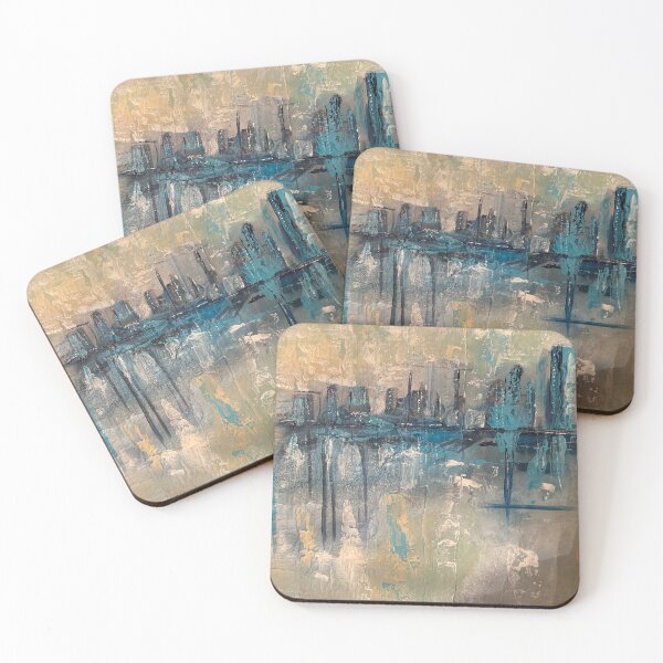 Item preview, Abstract Turquoise & Black city scape designed and sold by Christine Ostergren.