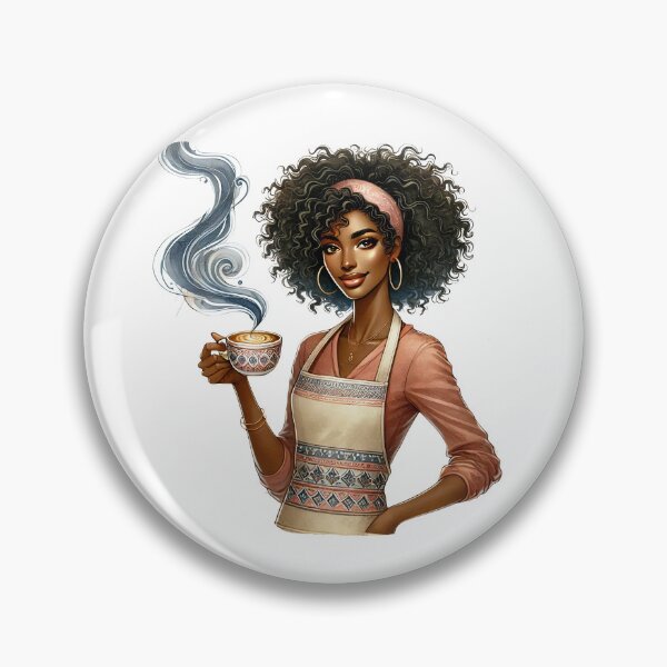Item preview, Black Barista Girl Pour Over Coffee – Afro Curly Hair Café Art designed and sold by Lulunza.