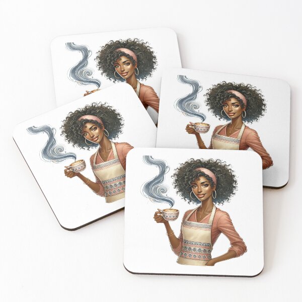 Item preview, Black Barista Girl Pour Over Coffee – Afro Curly Hair Café Art designed and sold by Lulunza.