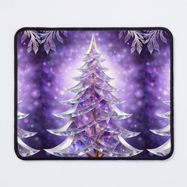Item preview, SEASONS GREETING CHRISTMAS TREE Purple Amethyst Sapphire Stained Glass Art Print on Demand ~Winter Wonderland Party Decoration~Birthday Gift~Favor designed and sold by Spinning Plates 360.