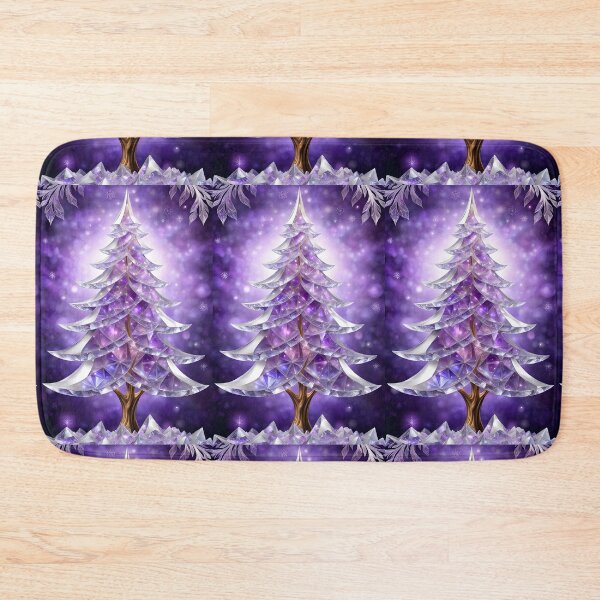 Item preview, SEASONS GREETING CHRISTMAS TREE Purple Amethyst Sapphire Stained Glass Art Print on Demand ~Winter Wonderland Party Decoration~Birthday Gift~Favor designed and sold by Spinning Plates 360.
