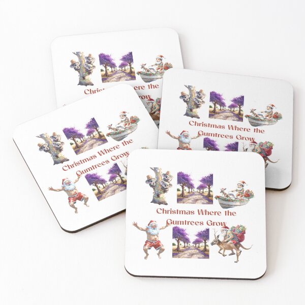 Item preview, Christmas Where the Gumtrees Grow - Jacaranda & Kangaroo Santa designed and sold by ArtisticDesignsbyLinda.