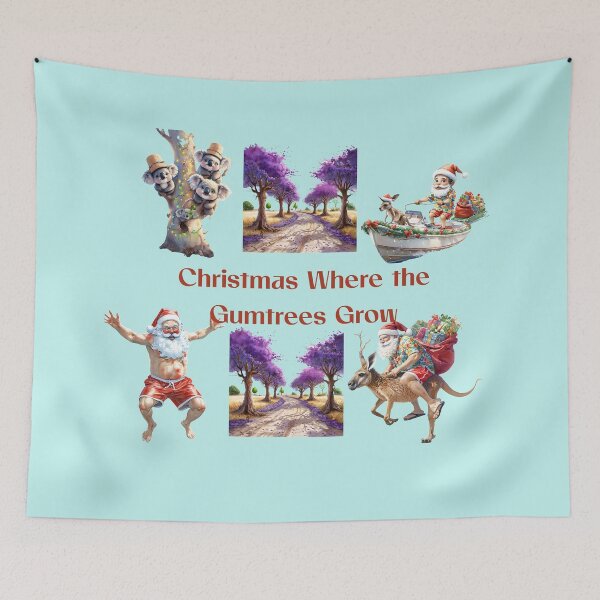 Item preview, Christmas Where the Gumtrees Grow - Jacaranda & Kangaroo Santa designed and sold by ArtisticDesignsbyLinda.
