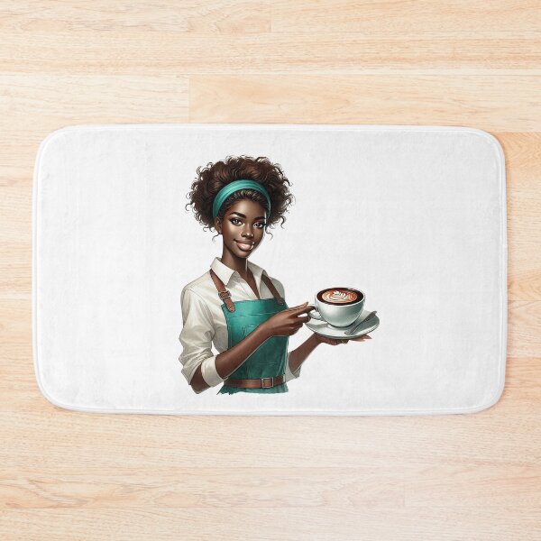 Item preview, Elegant Black Waitress with Coffee – Café Aesthetic designed and sold by Lulunza.