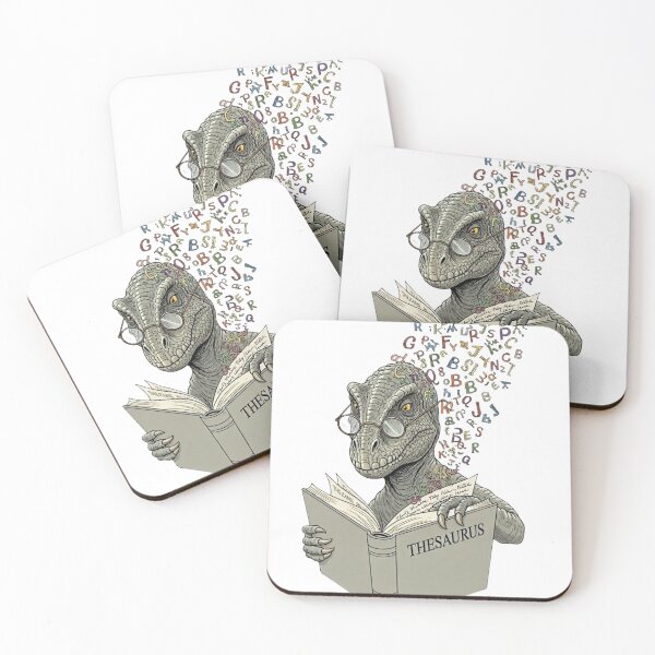 Item preview, Thesaurusaurus – Smart Dinosaur Reading a Thesaurus designed and sold by DinoPrints-shop.