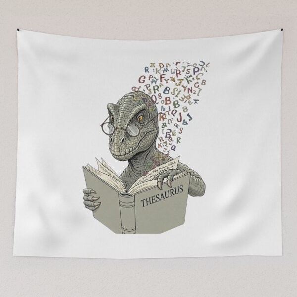 Item preview, Thesaurusaurus – Smart Dinosaur Reading a Thesaurus designed and sold by DinoPrints-shop.
