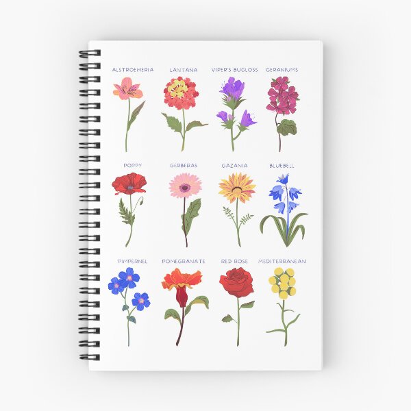 Item preview, 12 Simple, Vibrant, Flowers -  T Shirt, sticker, notebook design designed and sold by MorningDragon.