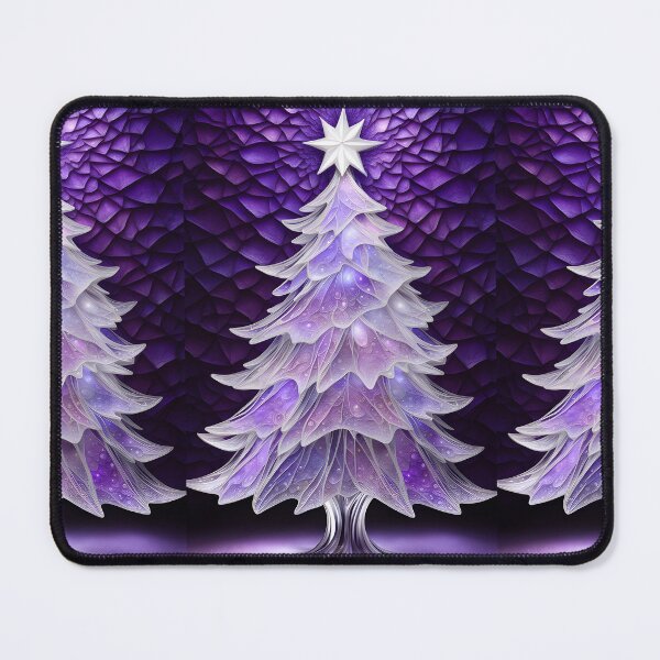 Item preview, SEASONS GREETING CHRISTMAS TREE Purple Amethyst Sapphire Stained Glass Art Print on Demand ~Winter Wonderland Party Decoration~Birthday Gift~Favor designed and sold by Spinning Plates 360.