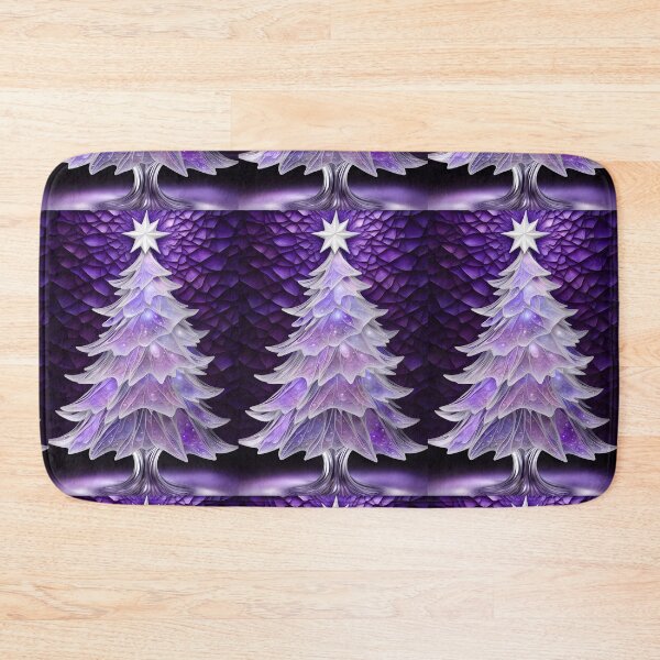 Item preview, SEASONS GREETING CHRISTMAS TREE Purple Amethyst Sapphire Stained Glass Art Print on Demand ~Winter Wonderland Party Decoration~Birthday Gift~Favor designed and sold by Spinning Plates 360.