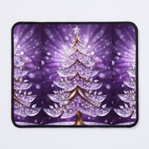 Item preview, SEASONS GREETING CHRISTMAS TREE Purple Amethyst Sapphire Stained Glass Art Print on Demand ~Winter Wonderland Party Decoration~Birthday Gift~Favor designed and sold by Spinning Plates 360.